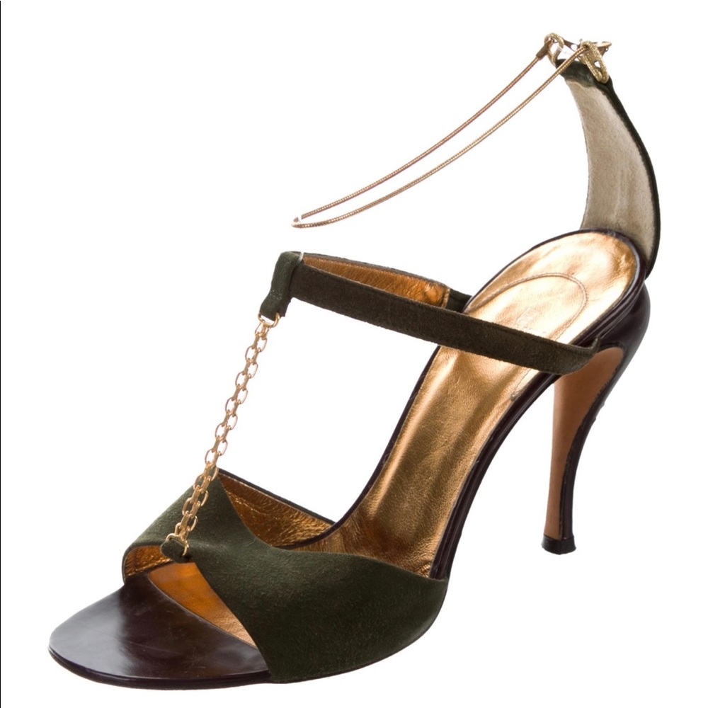 Fendi Suede Embellished Sandals